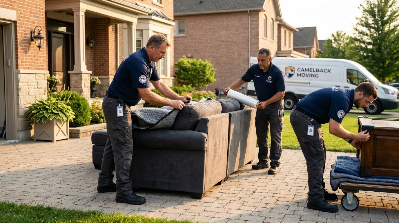 Large estate moving crew wrapping furniture in Carbondale, PA