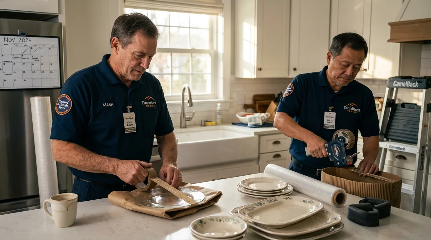 Professional crew packing kitchen dishware in Carbondale, PA